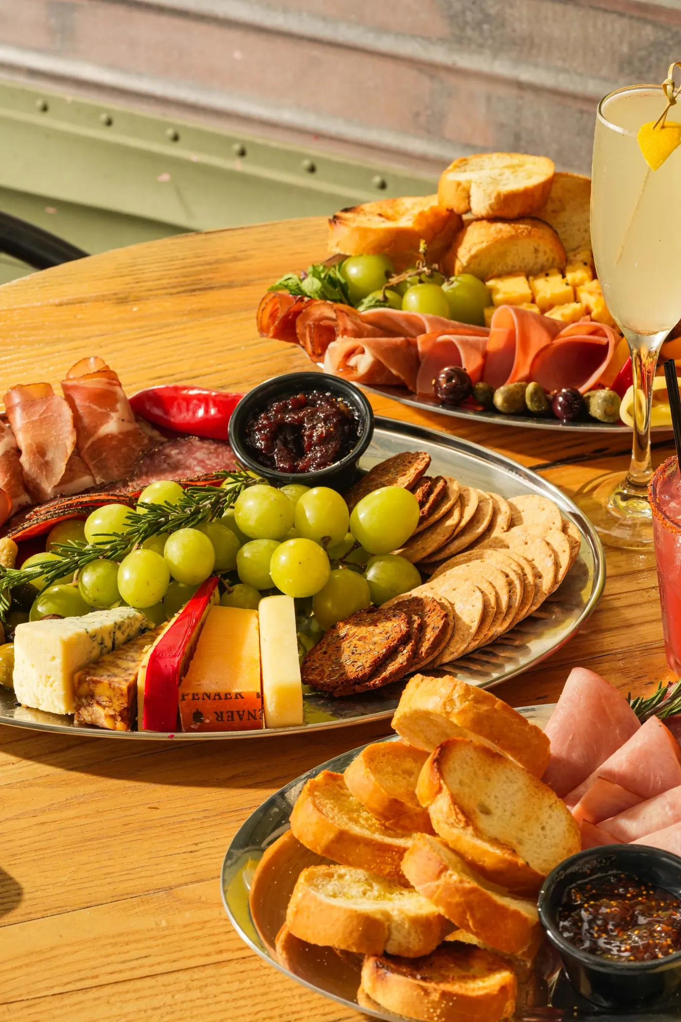 A shared platter set out on the dining terrace