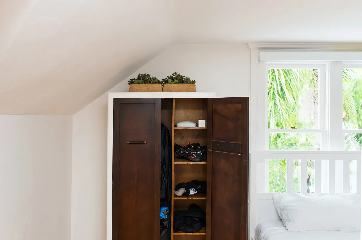 Attic room storage under the eaves