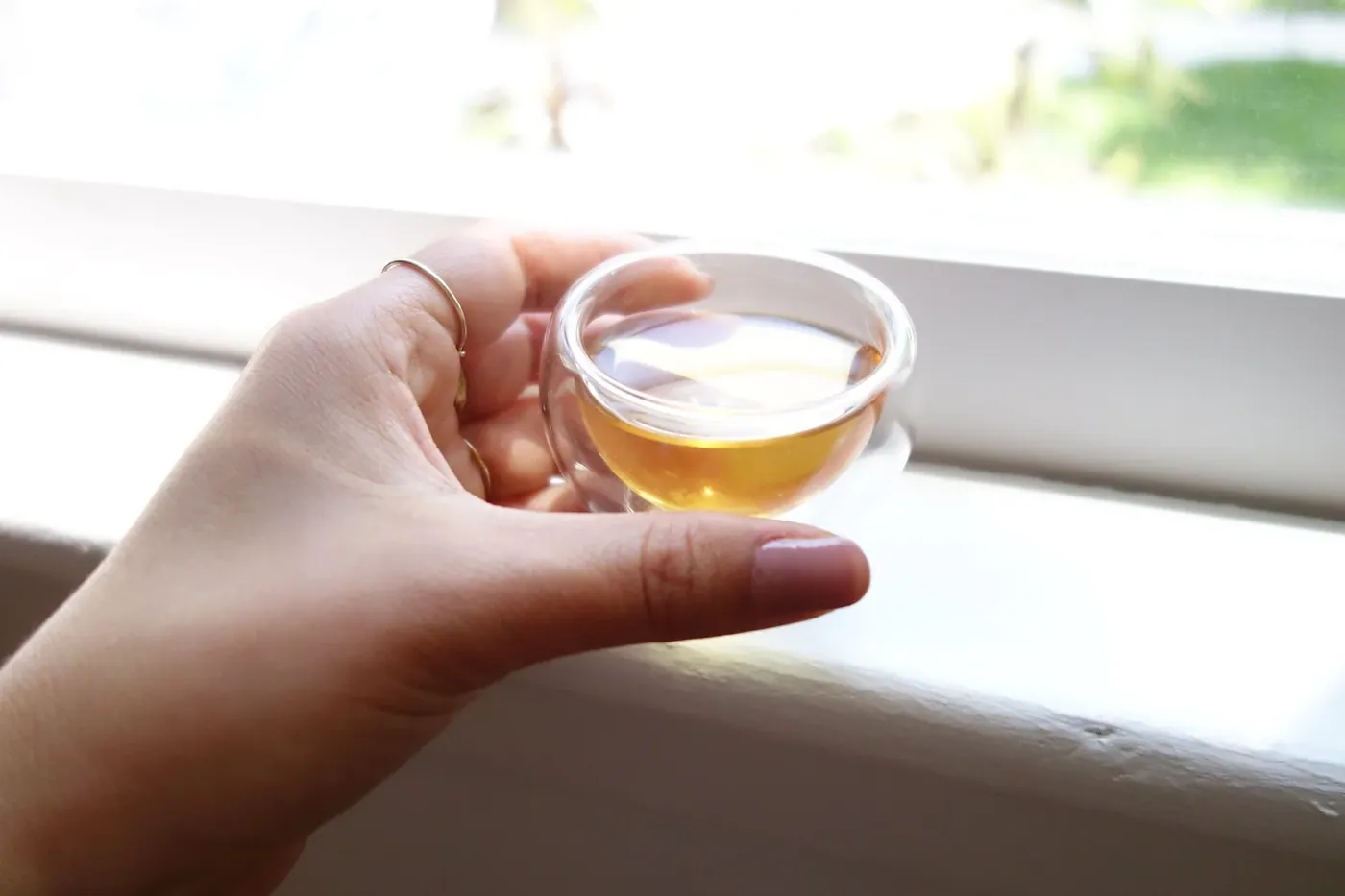 A cup of tea served on the patio